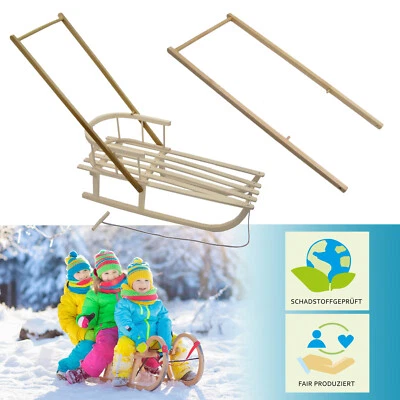 BAMBINIWELT Schiebestange aus Holz für Schlitten Rodel Kinderschlitten universal