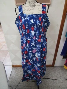 DRAPER JAMES-AZUL/MULTI-FLORAL-SMOCKED-CORREA ANCHA-VESTIDO DE SOL-TALLA-2X-NUEVO CON ETIQUETAS - Imagen 1 de 3