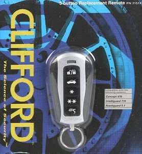 CLIFFORD 7151X 5 Button Replacement Remote Control Also Replaces 7131X and 7141X - Picture 1 of 1