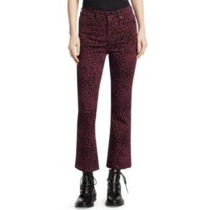 NEW $275 Rag & Bone Burgundy Cheetah Hana Cropped Jeans Size 24 NWT - Picture 1 of 9