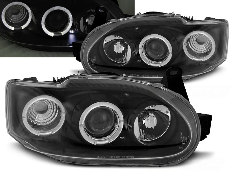 faros para FORD ESCORT MK7 1995 1997 1998 1999 2000 ojos de ángel negro LHD Foto 1 de 1