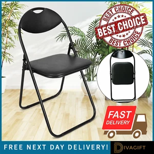 BLACK FOLDING CHAIR FOLDABLE COMPUTER PARTY MEETING ROOM HOME OFFICE CHAIRS NEW - Picture 1 of 12