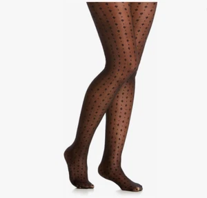 HUE Gotta Have It Control Top Diamond Dot Sheer Pantyhose Black Size 1 - NWT - Picture 1 of 4