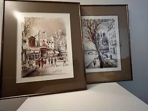 Juego de litografías bien enmarcadas de Claude Ducollet: Moulin Rouge y Norte Dame. Arte - Imagen 1 de 13