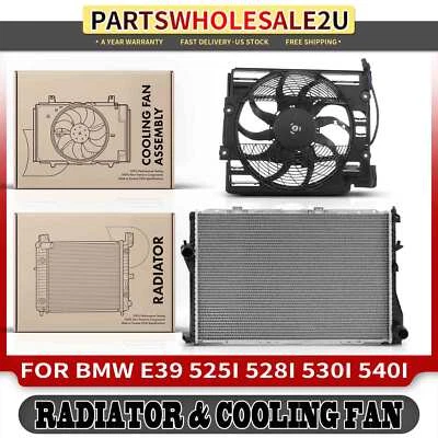 Nuevo kit de montaje de radiador y ventilador de refrigeración con cubierta para BMW 525i 528i 530i 540i Foto 1 de 4