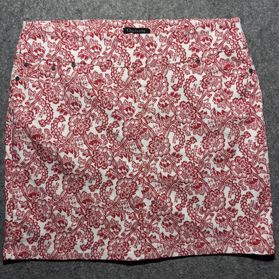 Falda lápiz elástica para mujer Chadwicks talla 18 roja y blanca con división en la espalda Foto 1 de 4