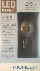 Kichler Decorative Collection 25-Watt Clear G16.5C LED Bulb w/Candelabra Base - Picture 1 of 2