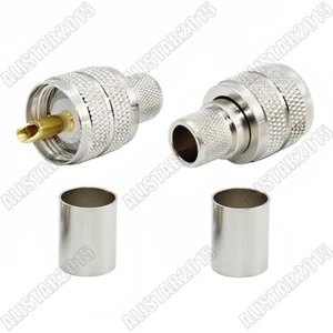 10x UHF PL-259 Male Plug Crimp Connector For RG8 RG213 RG214 LMR400 Cable New - Picture 1 of 5