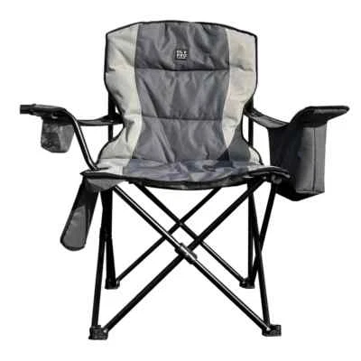 OLPRO Henwick Deluxe Chair Dark Grey & Light Grey Built in Coolbag glass holder