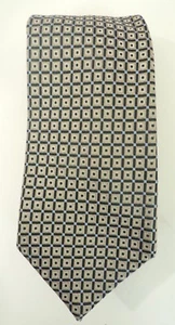 CHAPS Herren-Krawatte schwarz beige & blau geometrisches quadratisches Muster klassisch 100 % Seide - Bild 1 von 2