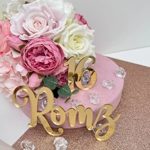 Personalised Acrylic Cake CHARM Word Number 3" 4" 5" 6" Cake Topper Font B - Picture 1 of 5