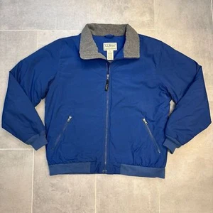 L.L.Bean Nylon Blue Full Zip Fleece-Lined Bomber Jacket Men’s Large LL Bean - Picture 1 of 13