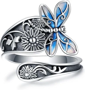 925 Sterling Silver Turquoise Butterfly Ring Vintage Antique Jewelry Women new - Picture 1 of 6
