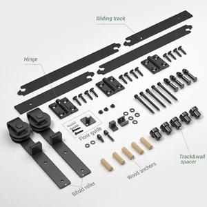3FT Bi-Folding Sliding Barn Door Hardware Hit Combination Track- Smooth Quiet - Picture 1 of 7