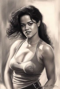Metal Plaque sign 1950's michelle rodriguez pin up Bar Man AI ART cave retro d4 - Picture 1 of 3