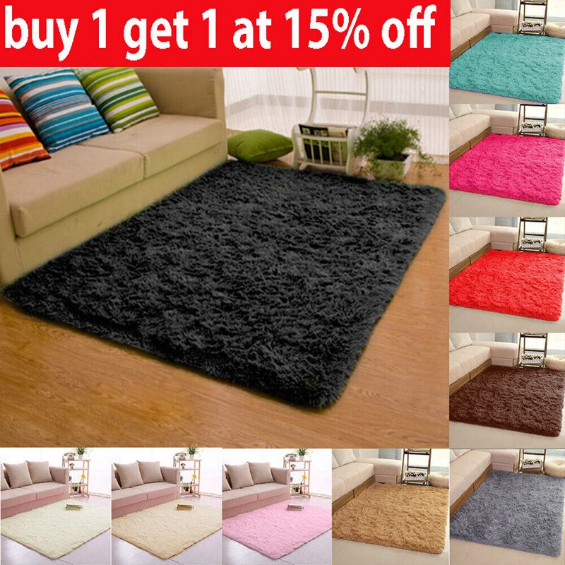 Shaggy Rug Anti-Slip Large Fluffy Rug Super Soft Living Room Bedroom Carpet Mat✔ - Image 1 of 4
