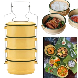 Scatola pranzo Tiffin Scatola pranzo smaltata 12 cm contenitore cibo classico portatile 4 strati - Foto 1 di 5