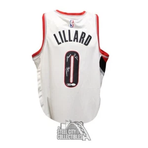 Damian Lillard Autograph Portland White Swingman Dame Dolla BK Jersey-JSA - Picture 1 of 2
