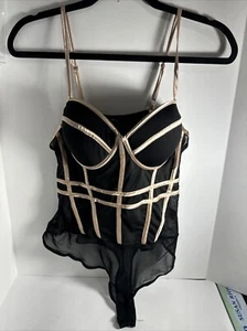 Black Mesh Bodysuit Teddy XL  Women's Lingerie One Piece By IRIS - Picture 1 of 12