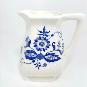 Vintage Cobalt Blue & White Hand Painted Ceramic Small Pitcher - Picture 1 of 6