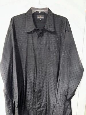 Camisa Stacy Adams Para Hombre Poliéster LS Abotonada Negra Textura Ladrillo 18-18.5 XXL Foto 1 de 4