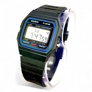 Reloj digital clásico CASIO F-91W-1JH negro ligero impermeable - Imagen 1 de 17