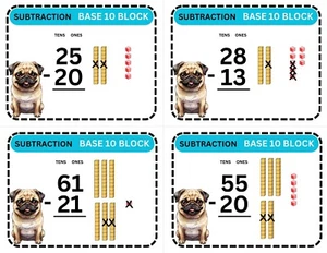 Math Bundle Custom Sets - Base10 - no Regrouping - Laminated Activity (3 Sets) - Picture 1 of 3