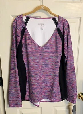 NUEVO CON ETIQUETAS Macy's Ideology Talla XL Colorblock Negro Rosa Tejido Activo Prendas Deportivas Top Foto 1 de 4