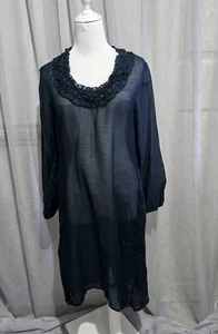 Vestido Lola Australia s.10 Negro Semi Transparente Mezcla Seda - Imagen 1 de 9