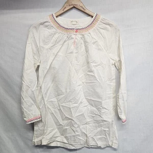 Johnnie B Boden Dress Size 11-12 Y White Long Sleeve Tunic Cotton Embroidered - Picture 1 of 3