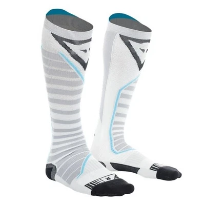 DAINESE CALZE MOTO DRY LONG SOCKS TRASPIRANTI WHITE BLACK BLUE - Immagine 1 di 3