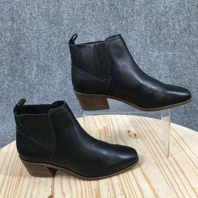 Lucky Brand Boots Womens 6.5 M Ilsee Chelsea Black Leather Pull On Ankle Top NEW - Image 1 of 4