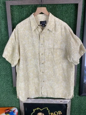 Camisa vintage J.Ferrar para hombre talla grande abotonada manga corta amarilla ropa informal Foto 1 de 4