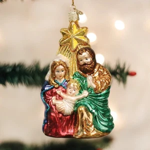 Alte Welt Weihnachten Heilige Familie mit Stern Glas Ornament - Bild 1 von 1