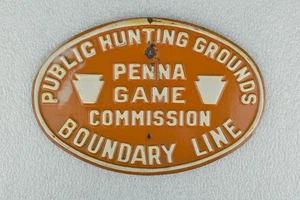 Vintage Porzellanschild PA Penna Wildkommission öffentliches Jagdrevier Grenzlinie - Bild 1 von 7