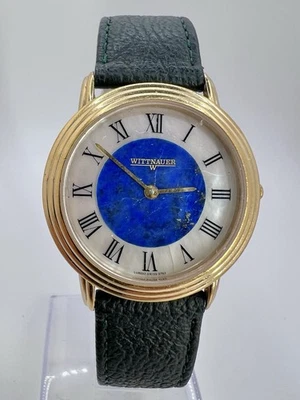 Vintage Rare Men’s Wittnauer Gold Tone Watch Mother Of Pearl Dial Lapis Insert - Image 1 of 4