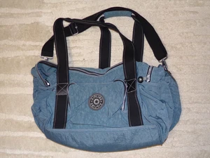 Kipling Blue Large Duffle Bag Nylon Travel Gym Tote Weekender Carry On Luggage - Picture 1 of 10
