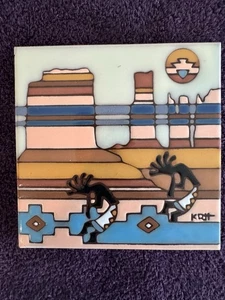 Southwestern Kokopelli Fliesenuntersetzer von Earthtones, 6 x 6 Zoll - Bild 1 von 2