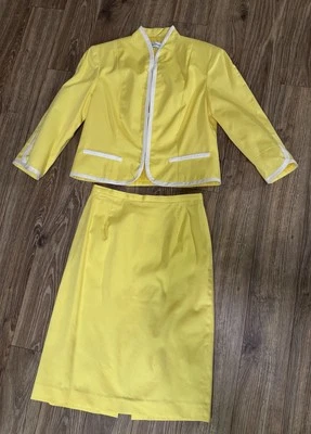 Blazer Enrico Baldini Amarillo Falda Línea A Talla 6 Completamente Forrado Primavera Verano EE. UU. Foto 1 de 4