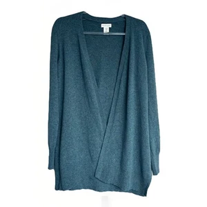 Adrienne Vittadini Cashmere Cardigan Sweater Womens XL Teal Green Cozy Grandma - Picture 1 of 8