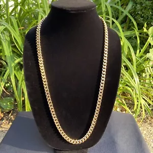 Gold Chain Yellow Gold Cuban Link 30in 8mm 14k Plated - Picture 1 of 4