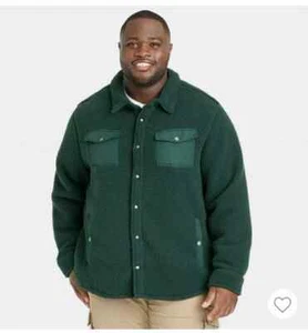 Goodfellow & Co Men's Big & Tall Sherpa Shirt Jacket Green, Size 3XL Tall - Picture 1 of 3