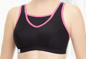Glamorise CAMI TOP 44B SPORT Bra (Bounce-Control) Wireless WICKING Black NEW - Picture 1 of 24