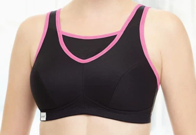 Glamorise CAMI TOP 44B SPORT Bra (Bounce-Control) Wireless WICKING Black NEW - Image 1 of 4