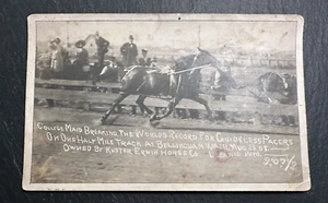 1908 COLLEGE MAID BREAKING WORK RECORD GUIDELESS PACERS HORSES RPPC USP20 - Picture 1 of 14