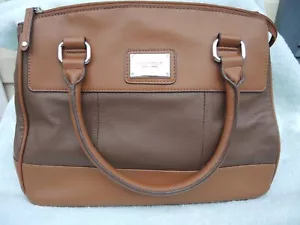 TIGNANELLO HANDBAG SHOULDER BAG LIGHT/DARK BROWN NICE CONDITION DETACHABLE STRAP - Picture 1 of 12