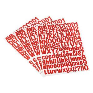4 Sheets 126 Piece Vinyl Letter Number Sticker Decal Kit Self Adhesive, Red