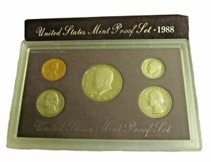Juego de 5 monedas de prueba 1988-S Estados Unidos como nuevas en estuche con Kennedy 50¢ - Imagen 1 de 4