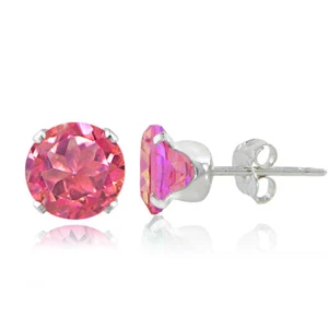 Sterling Silver 2 Morganite Topaz Stud Earrings, 6mm - Picture 1 of 3