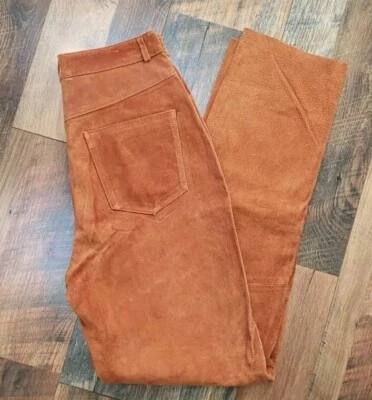 Vintage Lew Magram Burnt Orange Brown Suede Leather Pants Size 10 Western Boho - Image 1 of 4